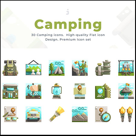 30个野营旅行AI/EPS/PNG/SVG图标
