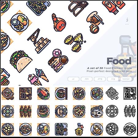 30国际知名食品食物AI/EPS/SVG/PNG图标