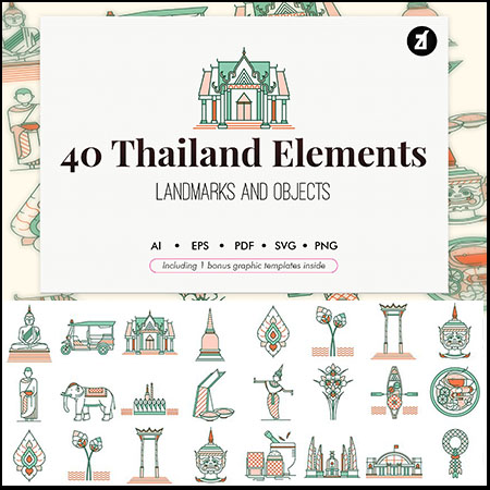 40个泰国风格的第一素材网矢量图标精选