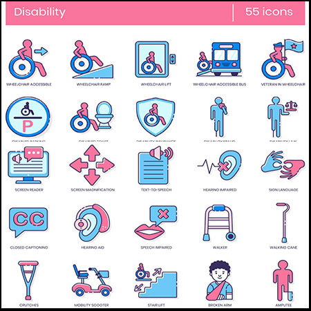 55个残疾人残障通道AI/PNG/SVG/EPS第一素材网矢量图标精选