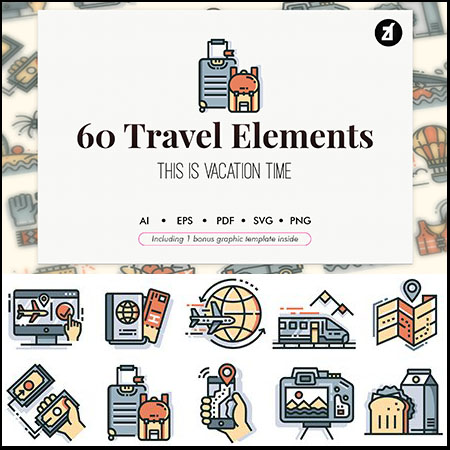 60个泰国旅游AI/PNG/SVG/EPS第一素材网矢量图标精选