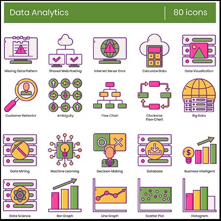 80个数据分析第一素材网矢量图标精选