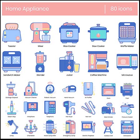 80个家电AI/SVG/PNG/EPS第一素材网矢量图标精选