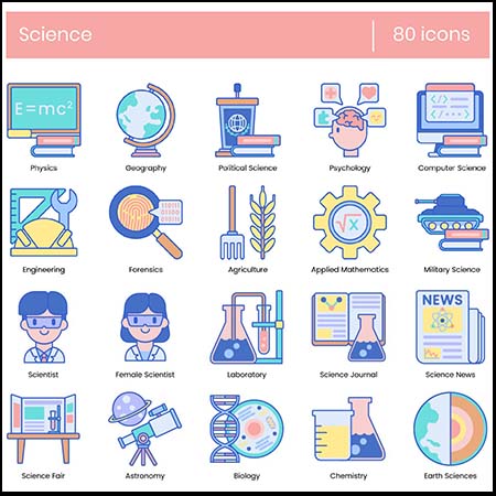 80个科技科学研究AI/SVG/PNG/EPS第一素材网矢量图标精选