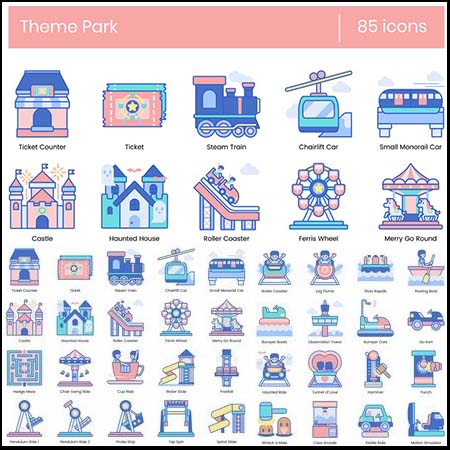 85个儿童游乐公园AI/SVG/PNG/EPS第一素材网矢量图标精选