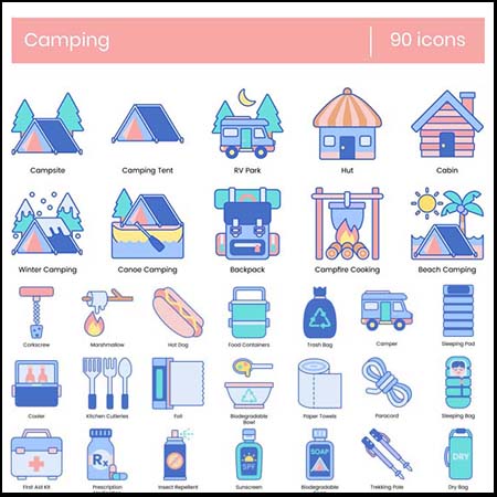 90个露营第一素材网矢量图标精选