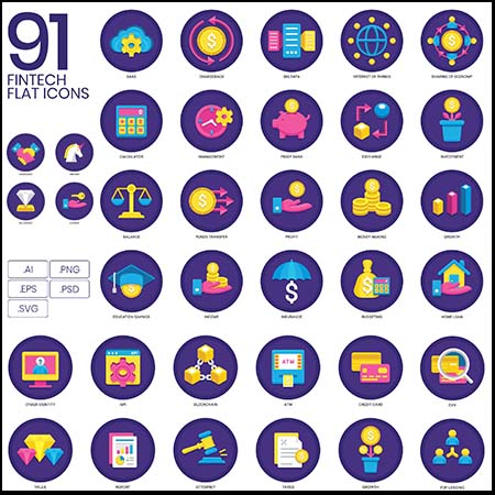 金融财务技术AI/PSD/SVG/PNG/EPS第一素材网矢量图标精选