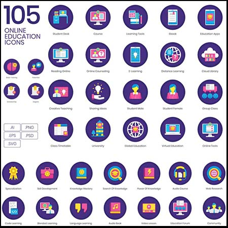 105个在线教育系列图标
