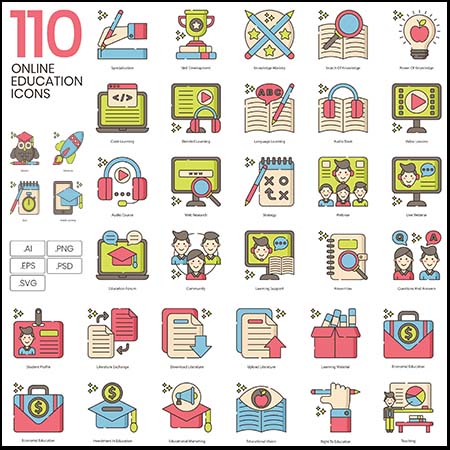 105款在线教育第一素材网矢量图标精选