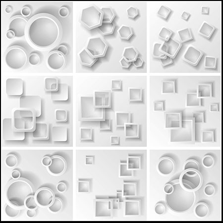 立体正方形圆形和多边形相框背景