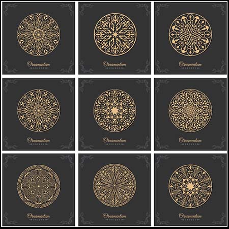 9款欧式圆形花纹花卉素材