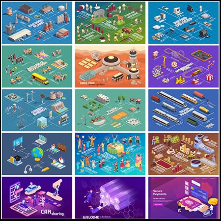 210款人物和多行业2.5D等距第一素材网矢量插图精选