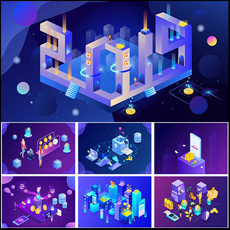 2019金融经济2.5D等距插图