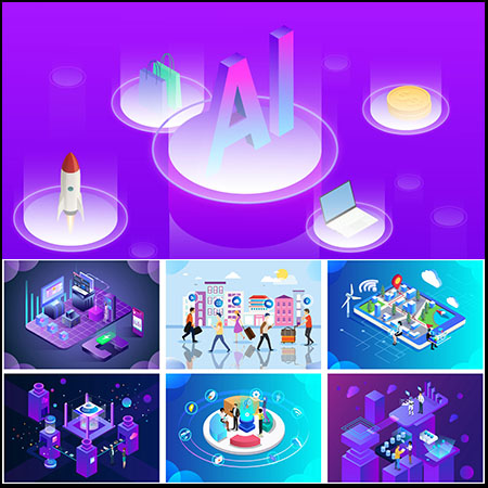 智能科技2.5D等距插图
