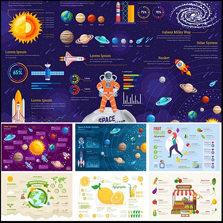 蔬菜水果和太空八大行星咖啡制作运动减肥信息图表