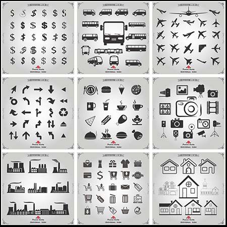 14套汽车飞机厂房EPS矢量剪影素材