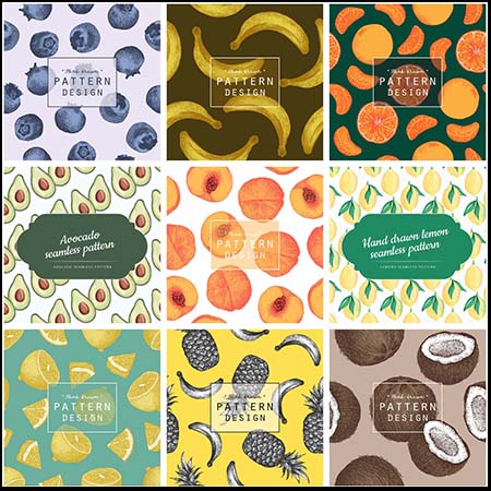 水果植物底纹包装印染无缝背景第一素材网矢量素材精选