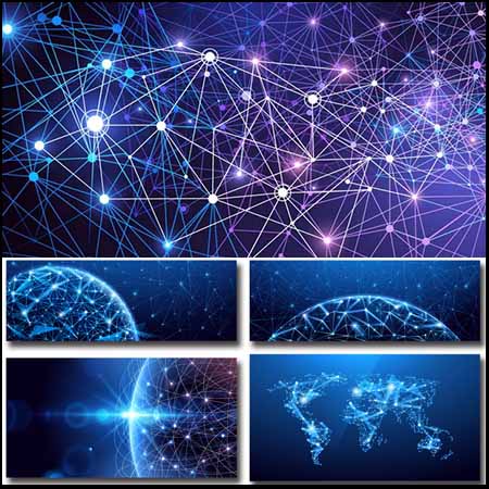 科技公司产品发布会议舞台主KV海报地球矢量光效背景