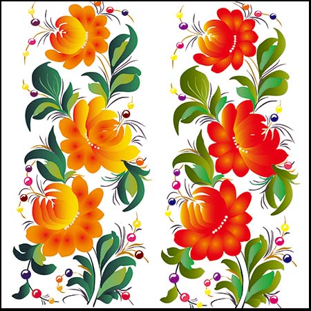 乌克兰民风花卉第一素材网矢量插图精选