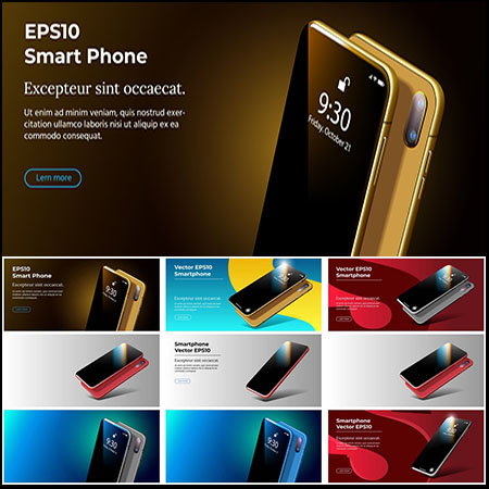11款智能手机横幅广告和手机样机矢量模型