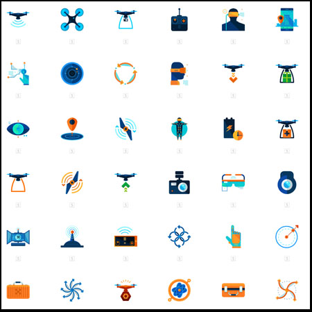 无人机无人驾驶飞机和虚拟现实第一素材网矢量图标精选