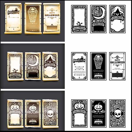 6套万圣节标签第一素材网矢量素材精选