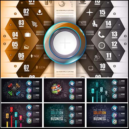 34套酷炫风格的信息矢量图表素材