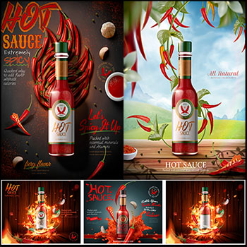 瓶装红油辣椒油矢量海报