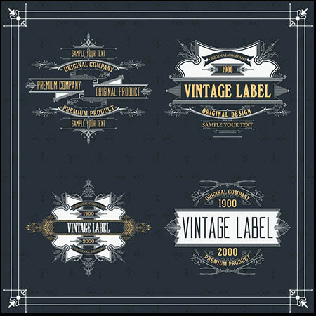 复古花纹标签LOGO标志第一素材网矢量元素精选