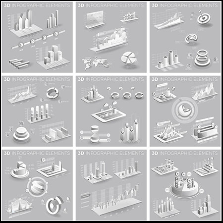 16款3D灰色风格信息图表第一素材网矢量素材精选