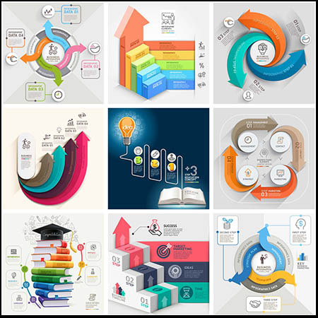 25款金融学习灯泡箭头图形矢量信息图表