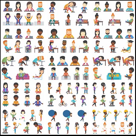 白色背景上的商务工作人物小人第一素材网矢量插图精选