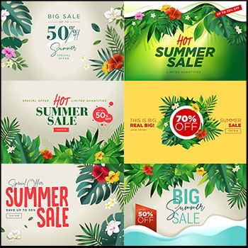 夏季商场促销打折横幅广告第一素材网矢量模板精选