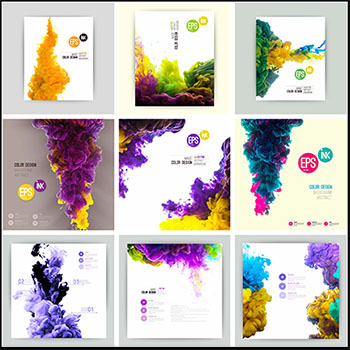 15款水彩墨七彩云水彩烟雾第一素材网矢量背景精选素材