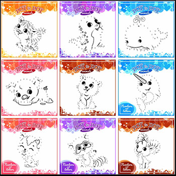 可爱动物点对点连线儿童教育第一素材网矢量素材精选