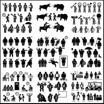 25套生活百态医生金融身体锻炼人物剪影第一素材网矢量插图精选