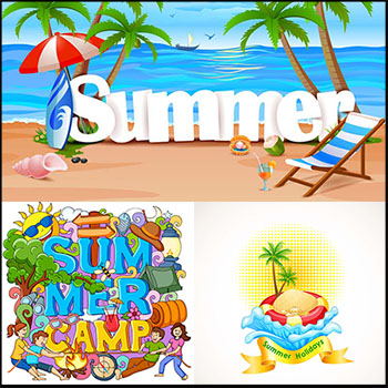 8款夏季海边渡假第一素材网矢量背景精选素材