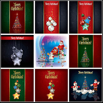 48款圣诞节圣诞树圣诞球装饰贺卡背景素材