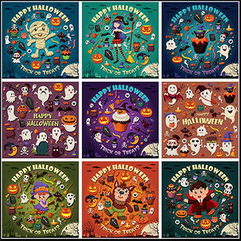 25款万圣节可爱鬼怪合集第一素材网矢量插图精选素材