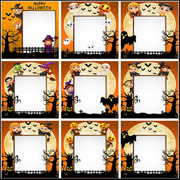 13款万圣节风格边框画框第一素材网矢量素材精选