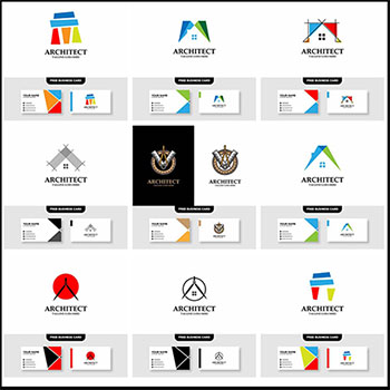 100套企业名片正反面和图标第一素材网矢量模板精选