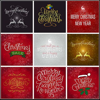22款圣诞节英文艺术字背景第一素材网矢量素材精选