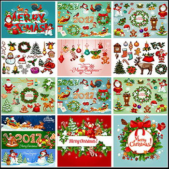 28款圣诞节海报圣诞节插画和设计元素