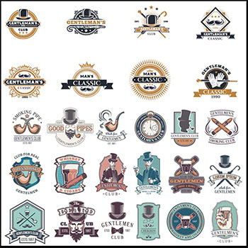 复古绅士侦探标签第一素材网矢量图标精选合集