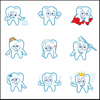 20款可爱卡通牙齿第一素材网矢量插图精选