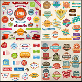 8套复古优质商场促销销售标志和标签第一素材网矢量素材精选