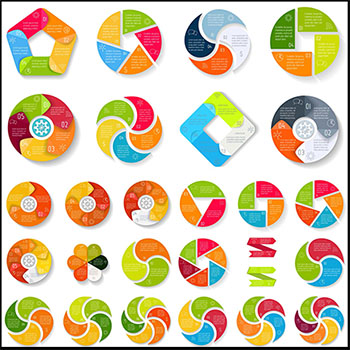 10套圆形饼形分块矢量信息图表插图