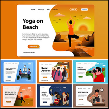 9款智能网页商务工作生活类APP网页插画第一素材网矢量素材精选