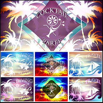 夏季旅游休闲渡假矢量海报背景素材