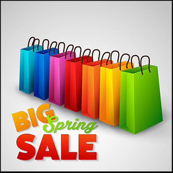 5款彩色手提袋商场促销广告第一素材网矢量插图精选